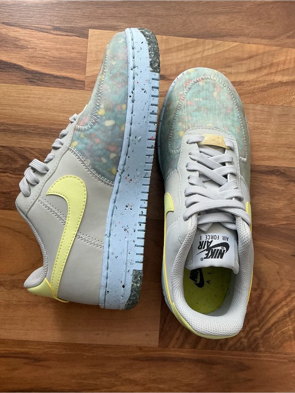 Nike Kids Air Force 1 Low Top Sneakers — White with Yellow & Pastel Confetti